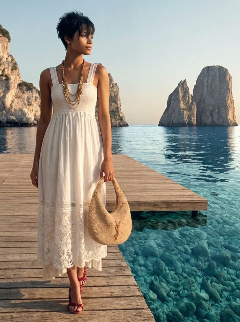 modella outfit moda mare