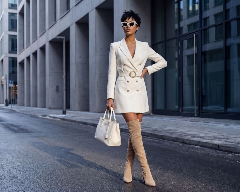 Modella con outfit indossato e inserita in location 2